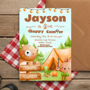 One Happy Camper - Invitación de primer cumpleaños