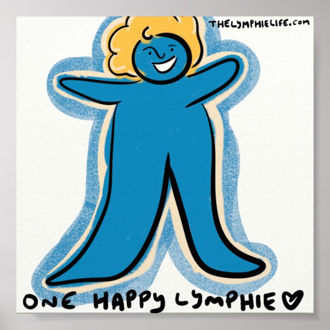 "One Happy Lymphie" Impresión de 6"x6" - Fondo bla (Frente)