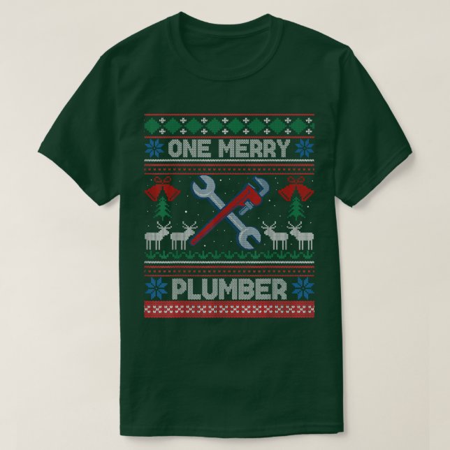 One Merry Plumber Plumbing Ugly Christmas Sweater  (Diseño del anverso)