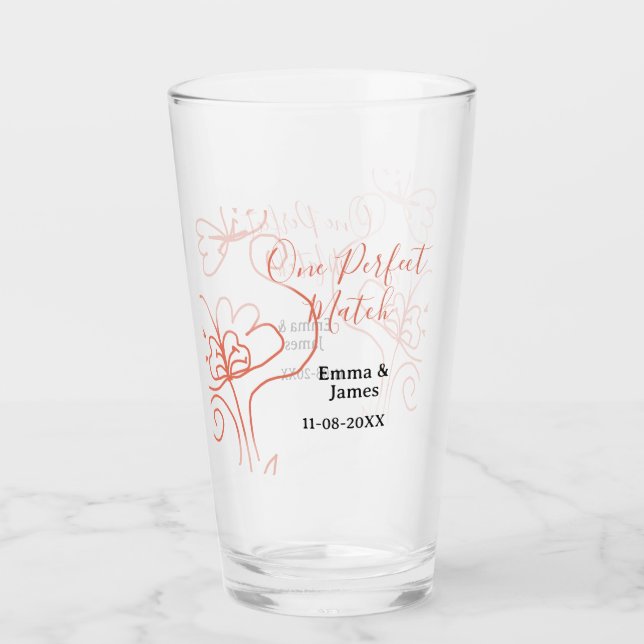 One Perfect match terracotta wedding couple name f (Anverso)