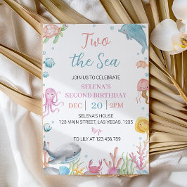 Oneder The Sea Pastel 2ª Invitación de Cumpleaños