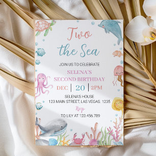 Oneder The Sea Pastel 2ª Invitación de Cumpleaños