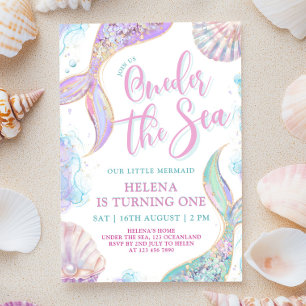 Oneder The Sea Primer Cumpleaños Invitación Chica