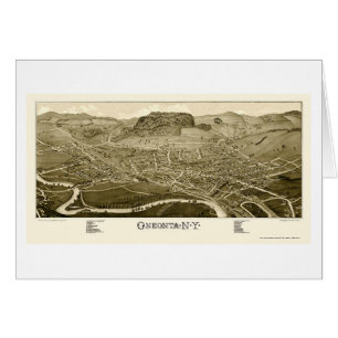 Oneonta, mapa panorámico de NY - 1884