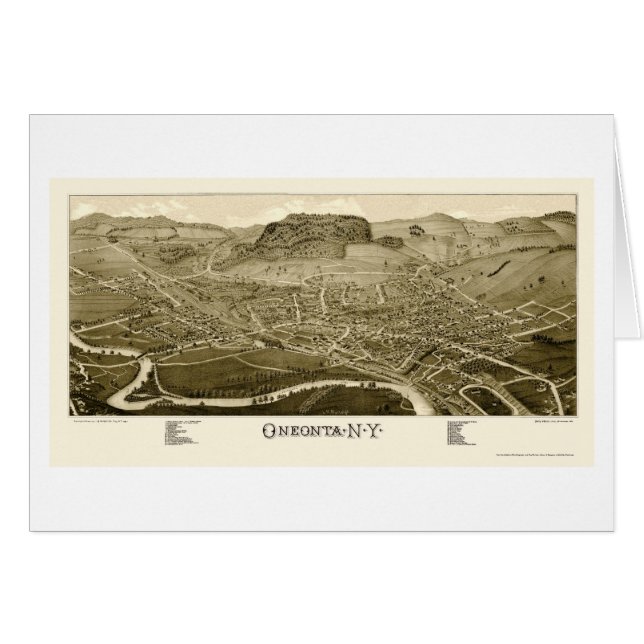 Oneonta, mapa panorámico de NY - 1884 (Anverso (Horizontal))