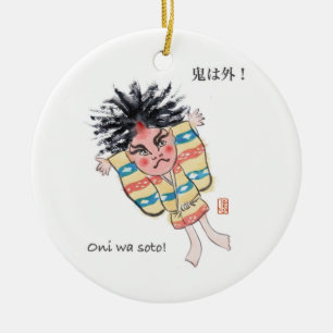¡Oni japonés wa soto! Adorno de cerámica