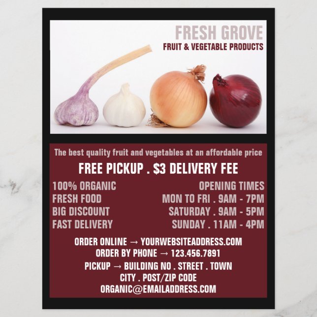 Oniones y ajo, publicidad de Greengrocers (Frente)