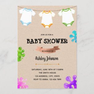 Onsie pinta la invitación a la ducha de bebé