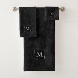 Onyx Black Velvet Monograma Grunge de pizarra