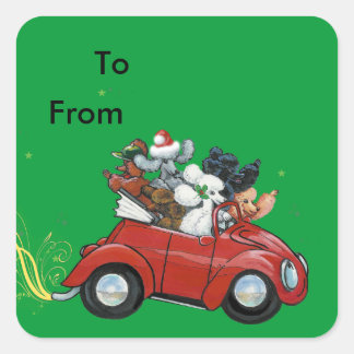 Oodles Poodles Navidades rojos Etiquetas Pegatinas