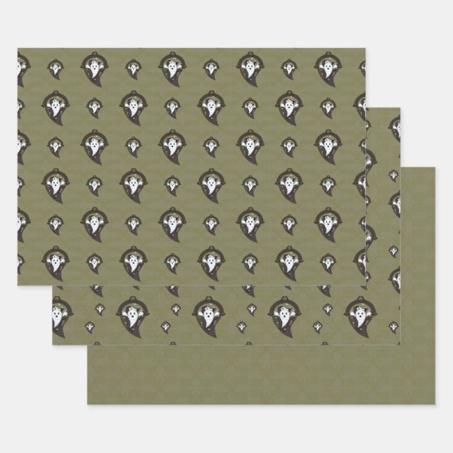 Ooh el conjunto de papel de regalo de fantasmas (Set)
