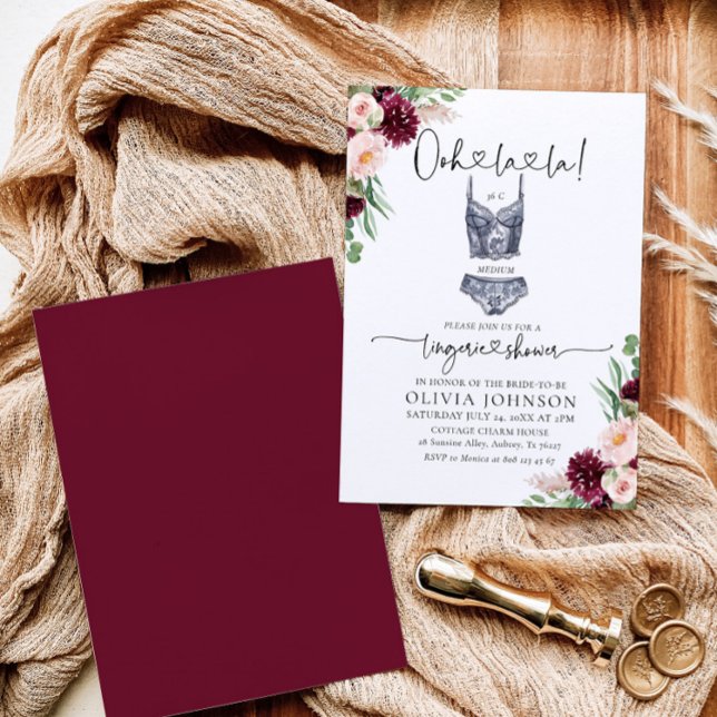 Ooh la la Bra Lingerie Bridal Shower Invitación (Subido por el creador)