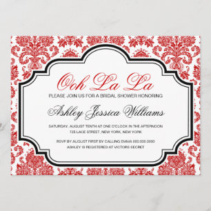Ooh La La Red Damask Invitaciones a la ducha de no
