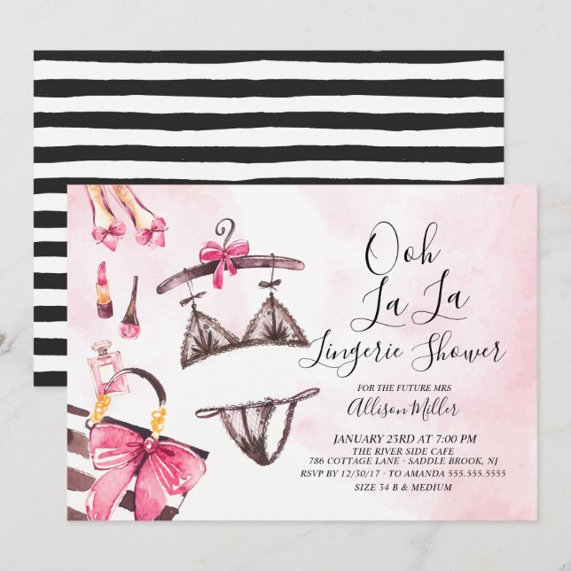 Ooh La Lingerie Bridal Shower Invitación (Anverso / Reverso)