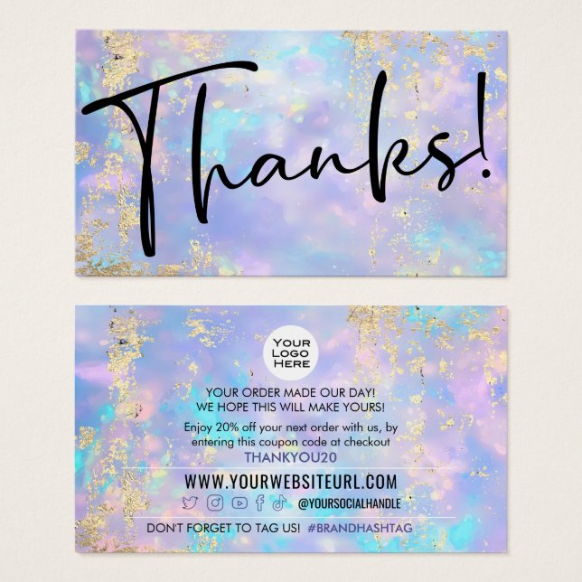 Opal Gold inserción de código de cupón de descuent (Anverso y reverso)