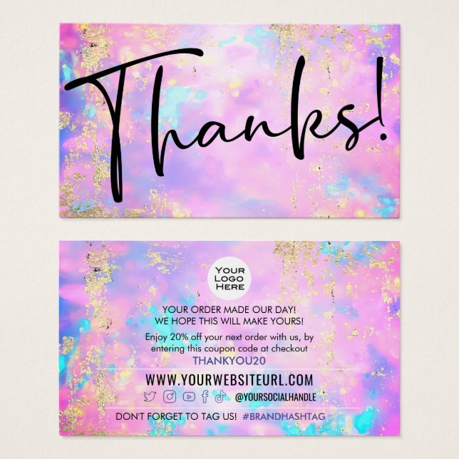 Opal Gold inserción de código de cupón de descuent (Anverso y reverso)