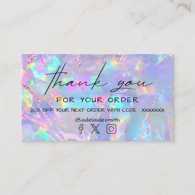 opal purple Relieve metalizado gracias tarjeta de  (Anverso)