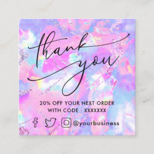opal púrpura rosa gracias tarjeta de visita cuadra