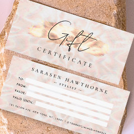 Ópal Stone Background Gift Certificado Rosa Gold