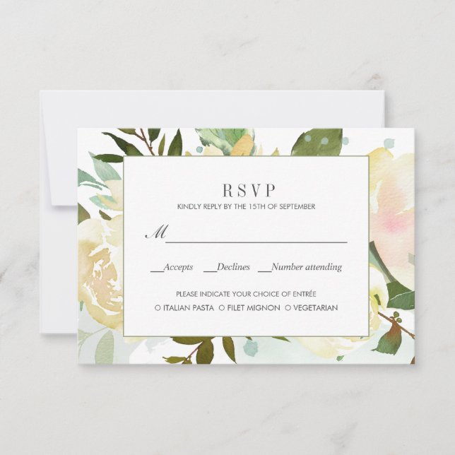 opción de comida crema y gris rsvp de boda (Anverso)