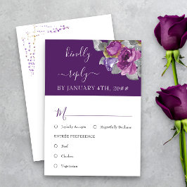 Opción de Comida Purple Floral Boda RSVP