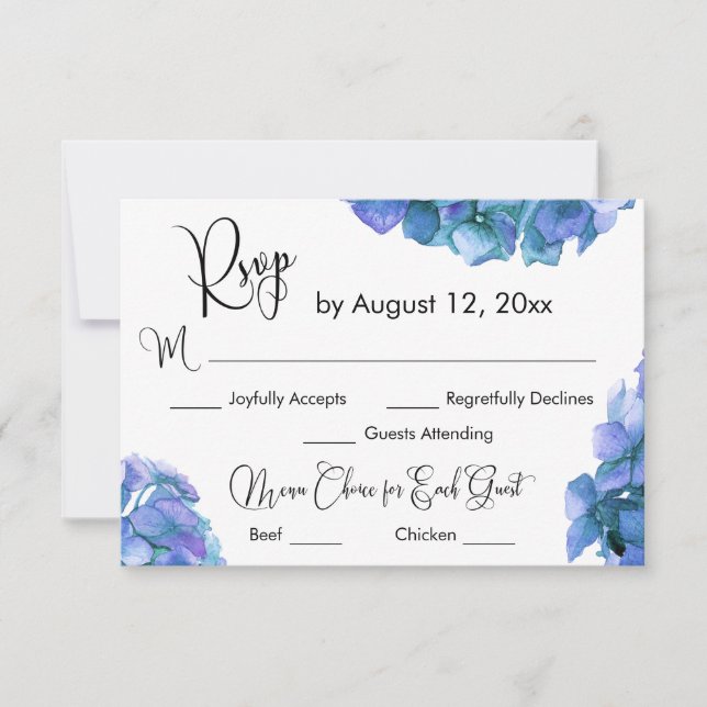 Opción de menú de caligrafía con respuesta RSVP de (Anverso)