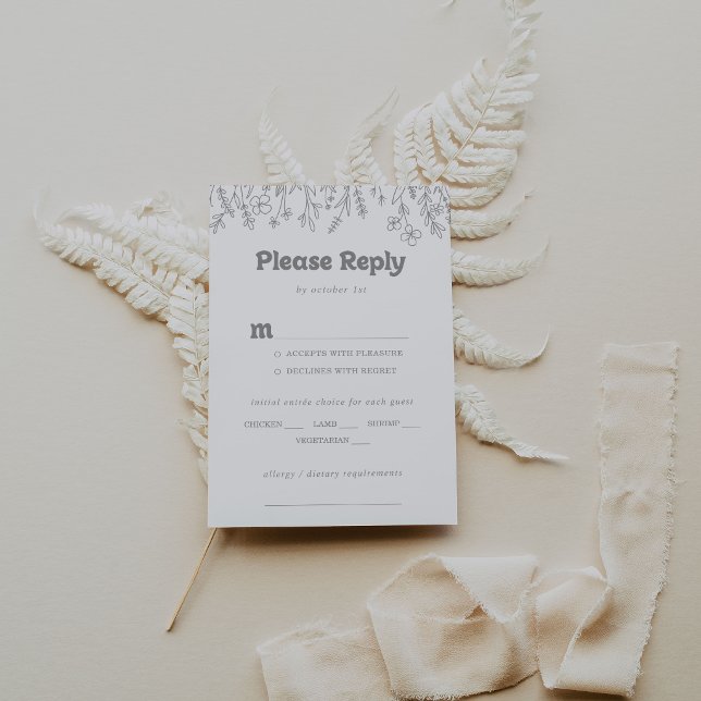 Opción de RSVP de menú de boda de flores silvestre (Subido por el creador)