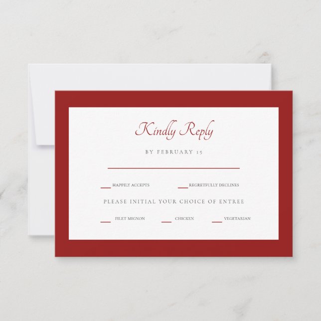 Opciones de cena de invierno rojo RSVP (Anverso)