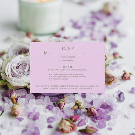 Opciones de cena de lavanda pálida Tarjeta RSVP de