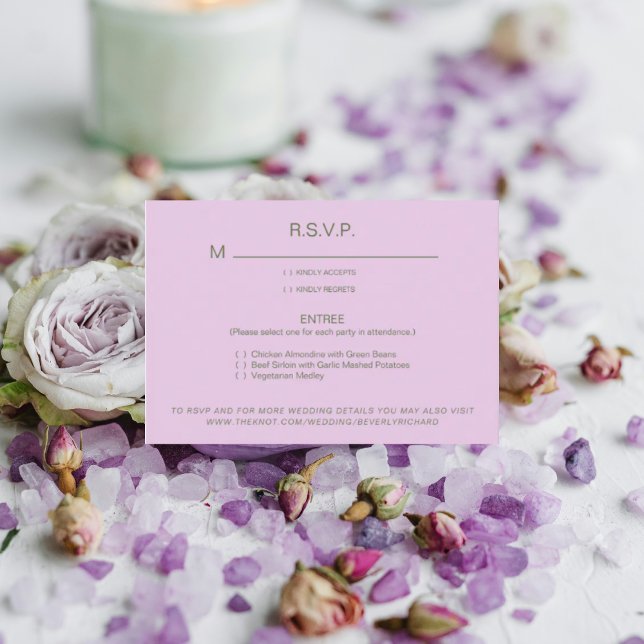 Opciones de cena de lavanda pálida Tarjeta RSVP de (Subido por el creador)
