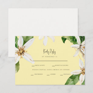 Opciones de cena floral amarilla blanca RSVP