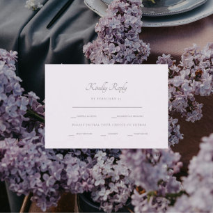 Opciones de cena formal de lavanda RSVP