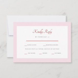 Opciones de cena formales de RSVP rosa y rojo