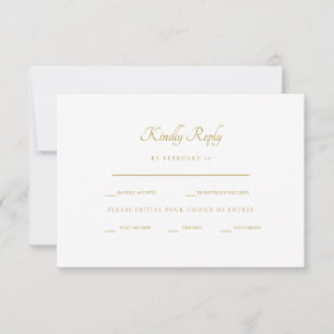 Opciones de cena RSVP con tallo de acuarela dorada