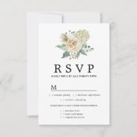 Opciones de Comida de Tarjeta RSVP Hydrangea de Ro