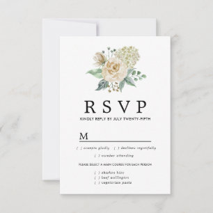 Opciones de Comida de Tarjeta RSVP Hydrangea de Ro