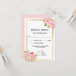 Opciones de Comida Floral de Coral Rosa Invitación