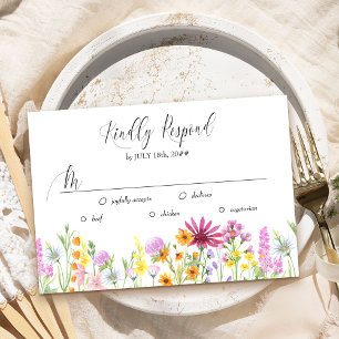 Opciones de comida para RSVP de boda de pradera fl