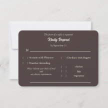 Opciones de comida para RSVP de boda marrón chocol