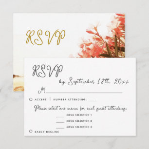 Opciones de menú floral de adelfa respuesta RSVP d
