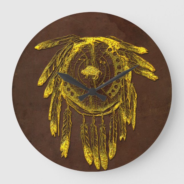 Opciones de Reloj de Pared Escudo de Cuero de Búfa (Anverso)