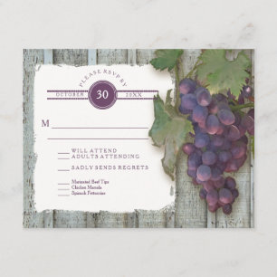 Opciones del menú de la comida RSVP Madera de époc