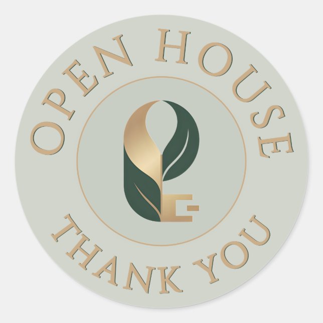 Open House Gracias Sello Logo Calcomanía Sage + Do (Anverso)