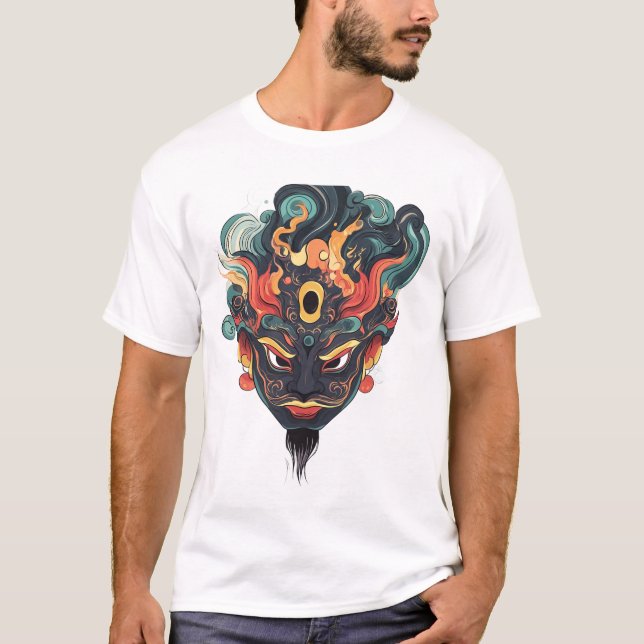 Ópera Kawaii Sichuan Cara Máscara Camiseta (Anverso)