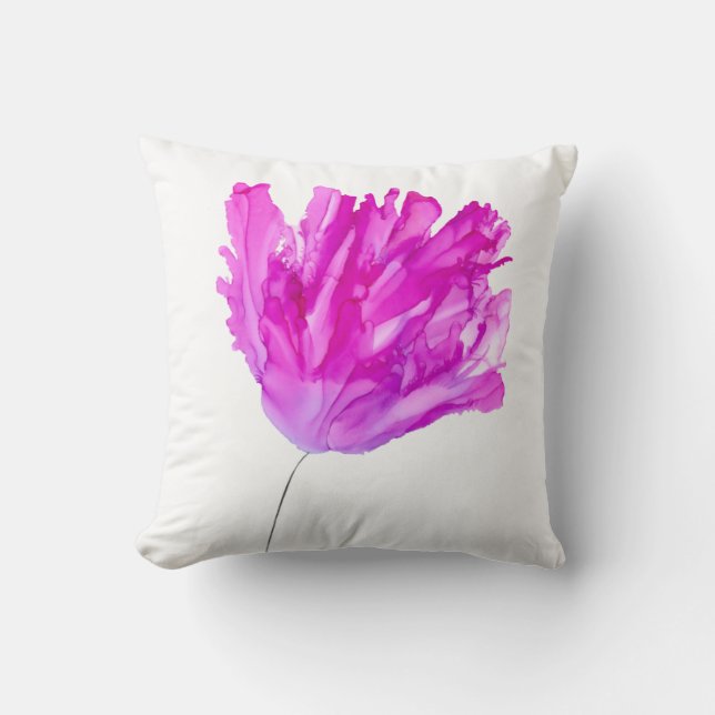 Ópera Rojo tulipán almohada de tiro pintado a mano (Anverso)