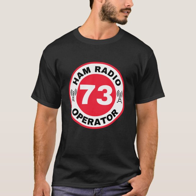 Operador de Radioaficionado 73 Camiseta Roja (Anverso)