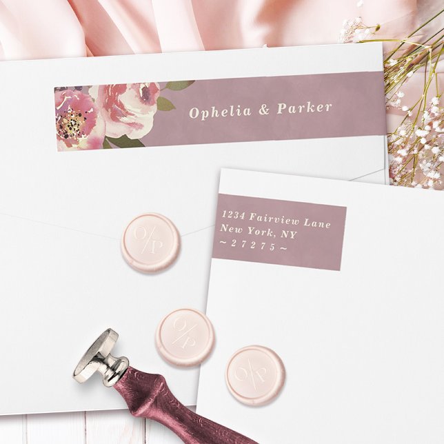 Ophelia Floral Dusty Boda rosa Dirección de devolu (Say "I DO" to Romantic Watercolor Florals and a Cottagecore Vibe with the Ophelia Wedding Suite.)