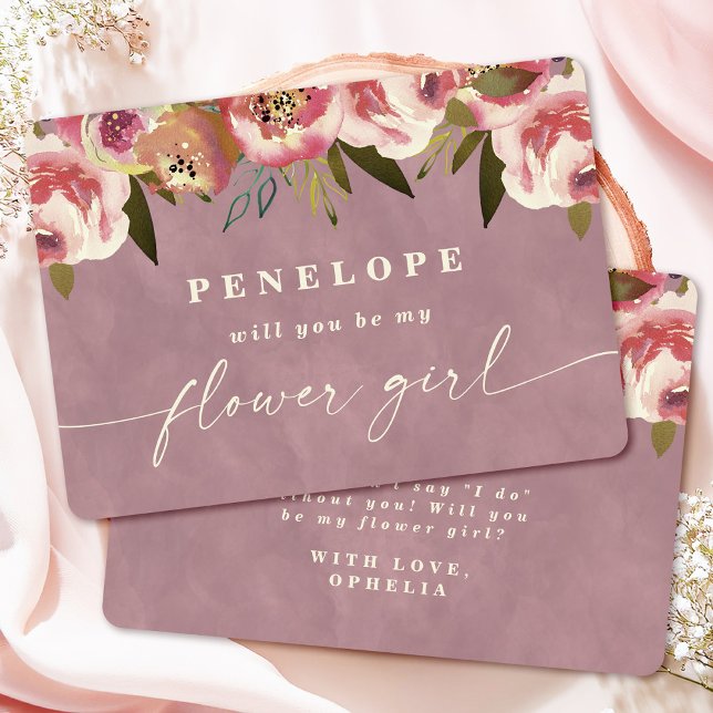 Ophelia Moda Pink Flor Flora Floral Tarjeta de pro (Say "I DO" to Romantic Watercolor Florals and a Cottagecore Vibe with the Ophelia Wedding Suite.)