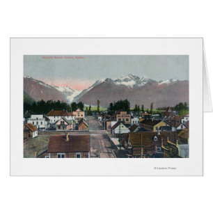 Opinión aérea del CityValdez, AK del verano
