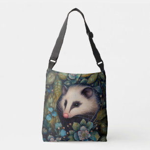 Opossum en la bolsa de cadáveres cruzados de las b